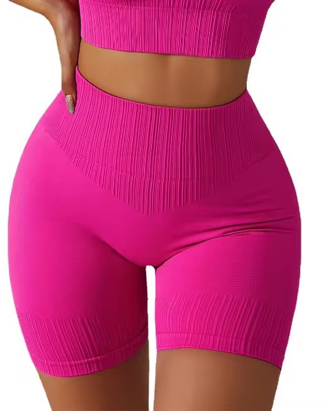 شورتک ورزشی زنانه مدل سیملس پشت چین دار کمرگنی کد 0616